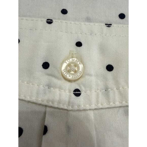 Tommy Hilfiger Women's Polka Dot Navy Ivory Size 2X Roll Tab Sleeve - Picture 8 of 10